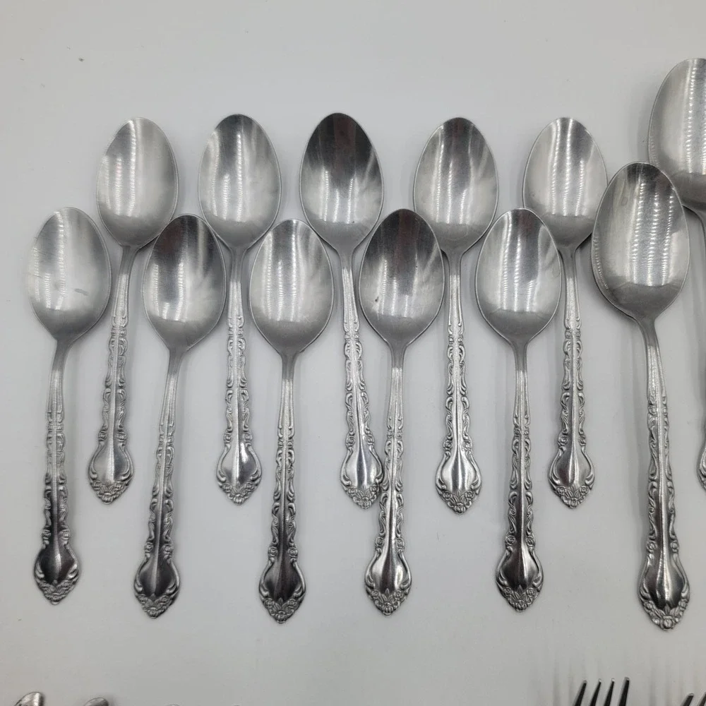 43pc Estia ESI18 Silverware Flatware Set Stainless Steel Floral Scroll Pattern